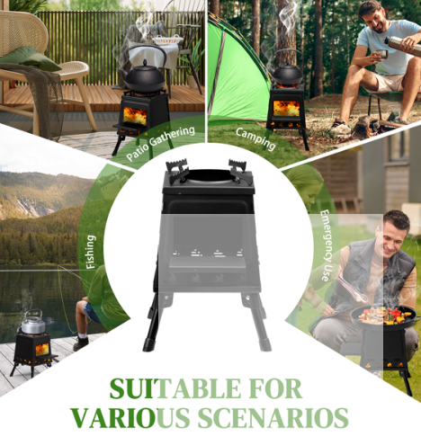 Wrought Iron Panel 27x27x34cm Black Detachable Piece Portable Camping Stove – view 7