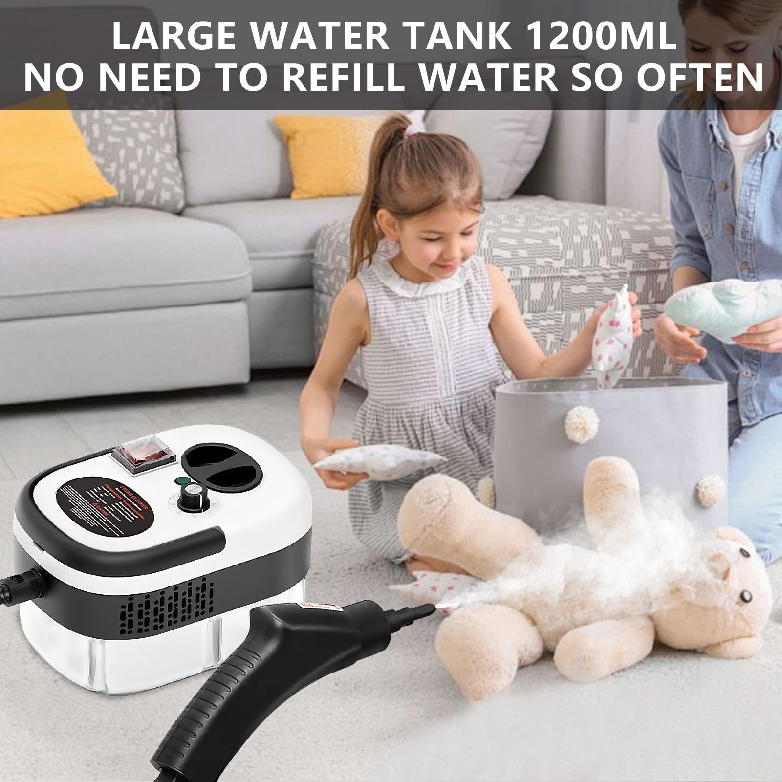 Handheld Steam Cleaner, Steamer For Cleaning, 2500W Pressurized Steam Cleaner With 1.2L Water Tank And 12 Attachments, Portable Steamer Cleaner For Home Car Kitchen Bathroom Furniture Tile Grout – view 7