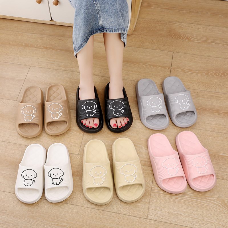 Cute Cartoon Dog Slippers Summer Solid Color Non-slip Rhombus Bathroom Slipper Indoor House Shoes For Men Women Couples – view 8