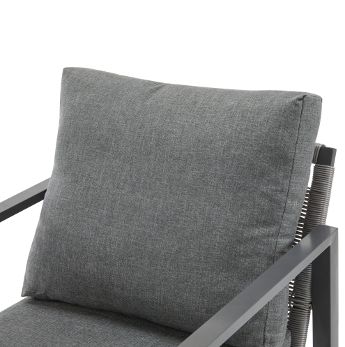 Gray Aluminum Lounge Chair With Sleek Rope Accents And Comfortable Cushions, Perfect For Modern Outdoor And Indoor Spaces – view 13
