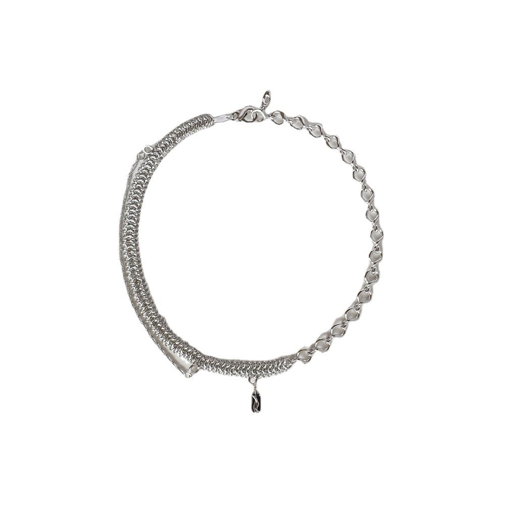 Frosty Wind Necklace Female Light Clavicle Chain Necklace Pendant Stitching Necklace – Silver