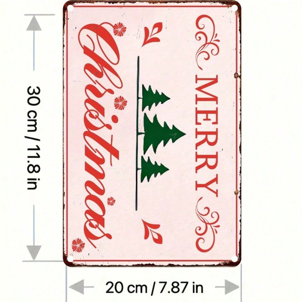 Retro Christmas Tree Tin Sign, Metal Wall Decor Pink 8x12 Gift – view 5