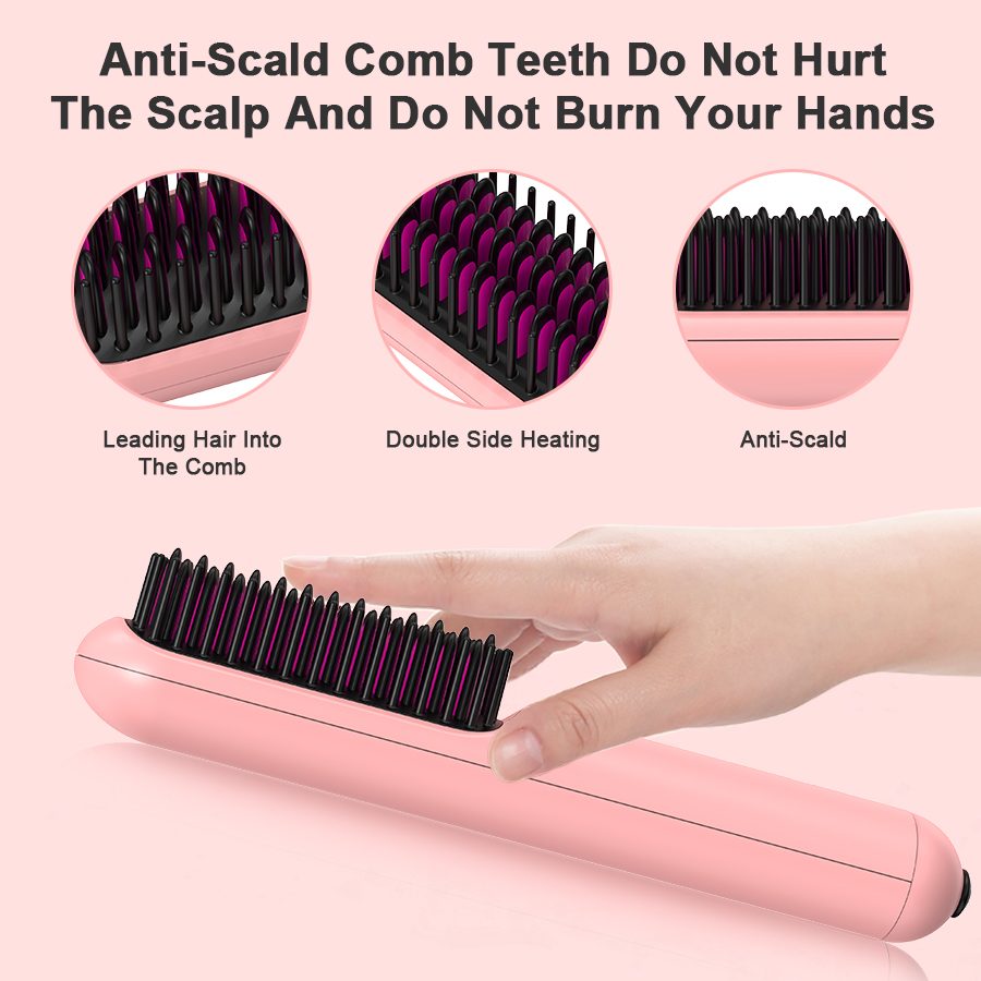Portable USB Rechargeable Cordless Men Beard Hair Straightener Brush Mini Wireless 2 In 1 Woman Hair Straightener Comb – view 3