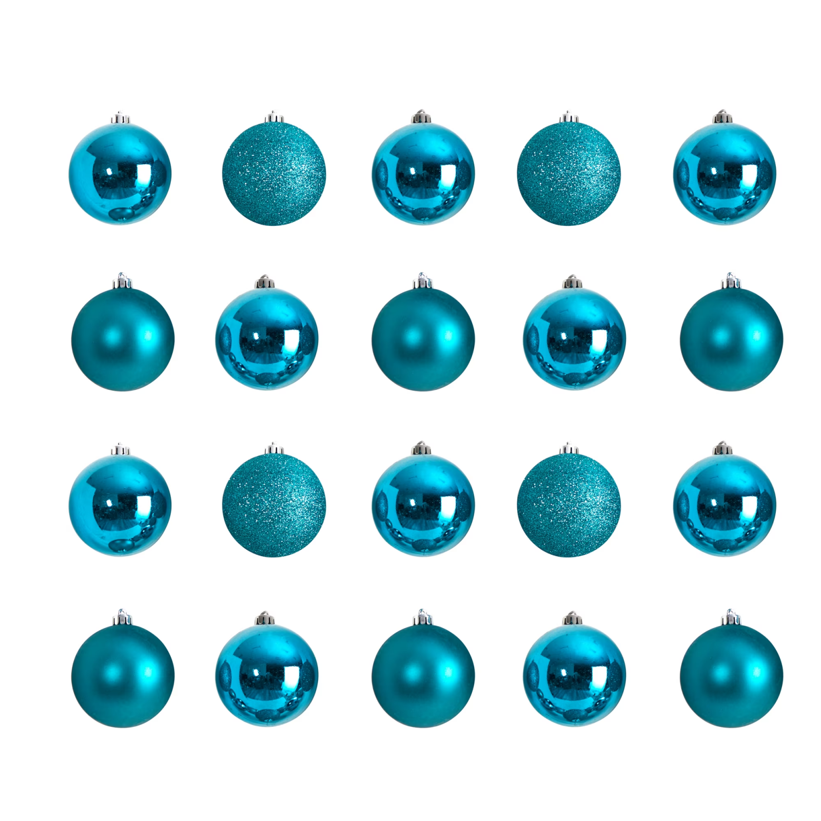 Teal Plastic Holiday Christmas Shatterproof Ornament Set, 3 In, 20 Count – view 2