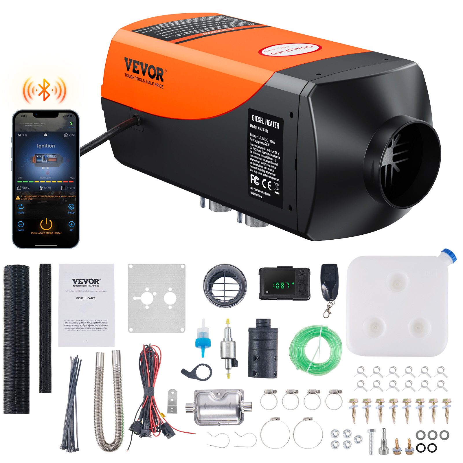 Air Heater 12V 2KW Bluetooth App LCD Display For Car Bus RV Indoors – Default