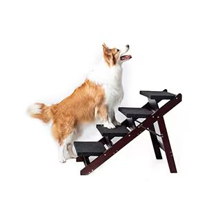 Wooden Dog Stairs Steps - Foldable 4 Levels Pet Stairs & Ramp Perfect For Beds And Cars - Portable Dog Cat Ladder Up To 110 Pounds – view 4