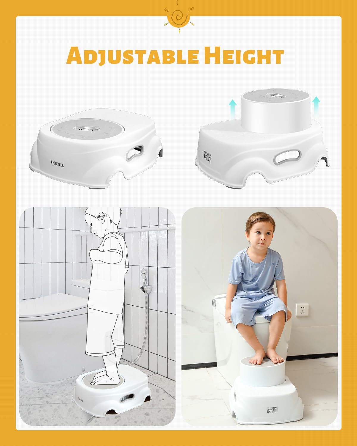 Padded 2-Step Step Stool, 2-Step Footstool - Step Stool Non-slip, Portable, Space-saving Design For Bathroom, Kitchen, Bedroom, Classroom - Easy To Clean, Sturdy And Comfortable – view 3