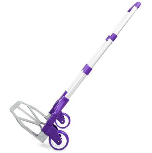 Portable Foldable Telescopic Trolley Luggage Cart Purple – Purple