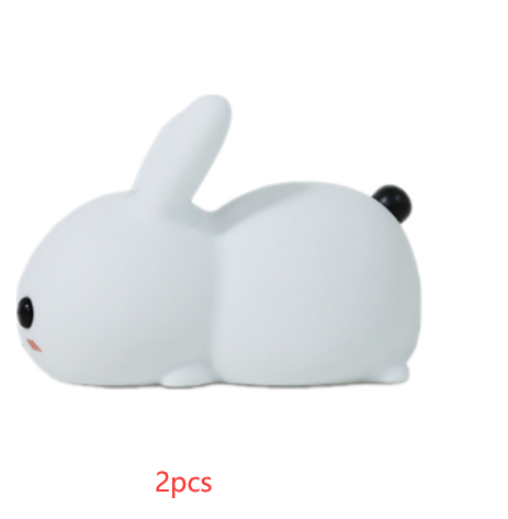 Colorful Rabbit Silicone Night Light Led Cute Charging Jade Rabbit Shooting Light – White