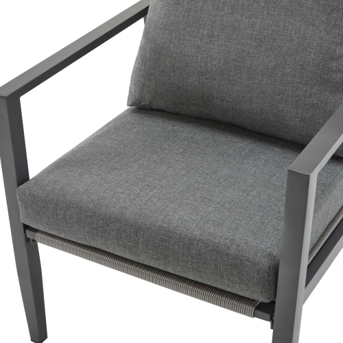 Gray Aluminum Lounge Chair With Sleek Rope Accents And Comfortable Cushions, Perfect For Modern Outdoor And Indoor Spaces – view 14