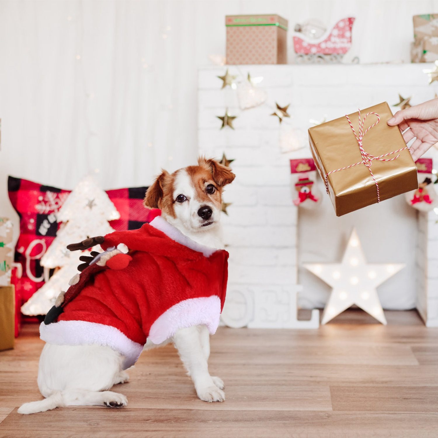 1Pc Pet Christmas Clothes Santa Claus Reindeer Antlers Costume Winter Outfit New Year Coat For Small Medium Dogs Cats – view 6