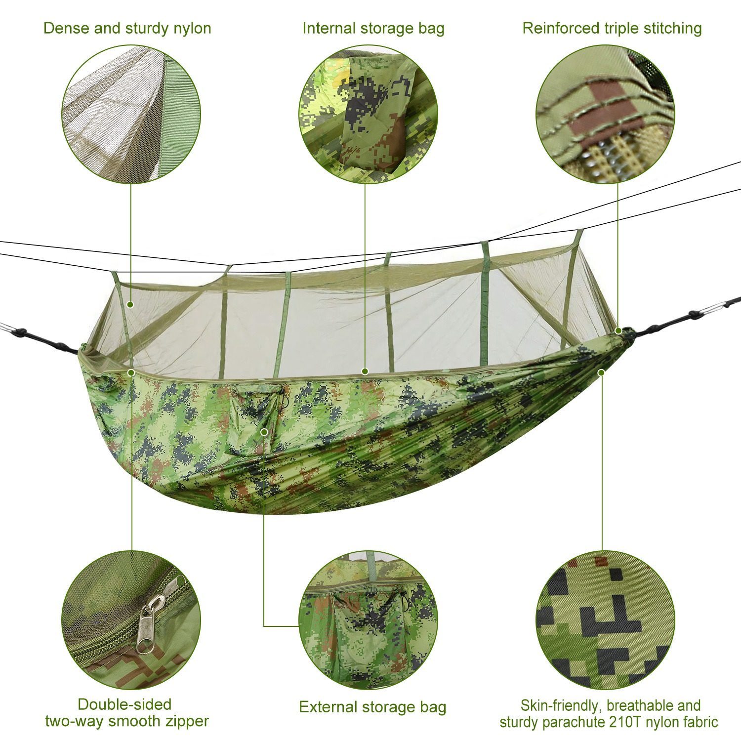 Camping Hammock, Portable Double Hammock With Net – view 4