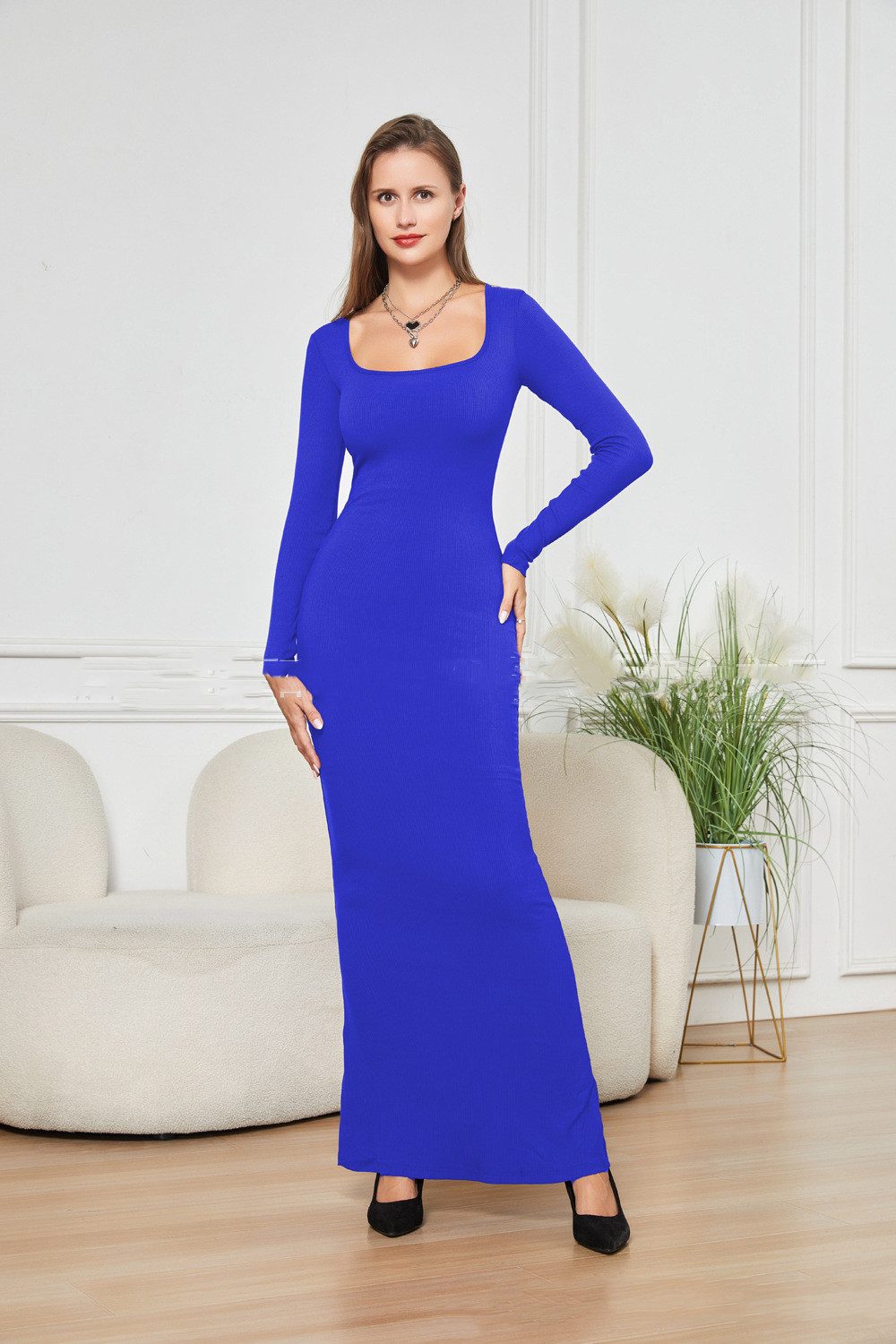 Two-in-one With Lining Double-layer Belly Contracting Hip Lifting Long Sleeve Narrow Dress – view 7