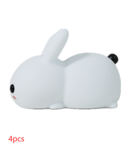 Colorful Rabbit Silicone Night Light Led Cute Charging Jade Rabbit Shooting Light – White