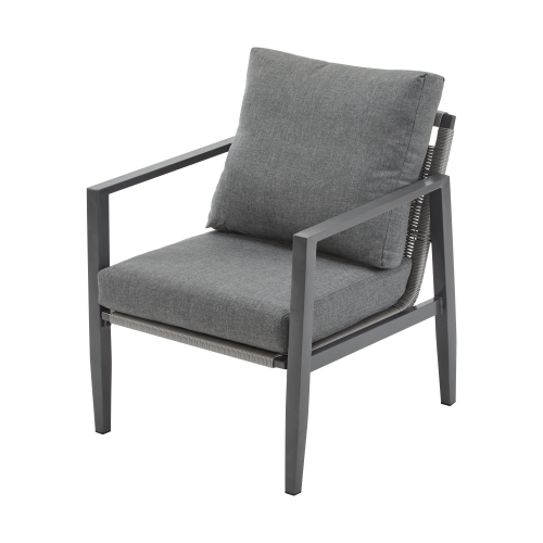 Gray Aluminum Lounge Chair With Sleek Rope Accents And Comfortable Cushions, Perfect For Modern Outdoor And Indoor Spaces – view 11