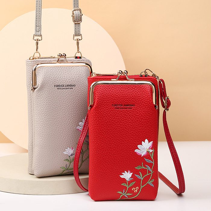 Flower Embroidery Phone Bag With Lock Buckle Outdoor Long Wallet Fashion Shoulder And Crossbody Bags – view 10
