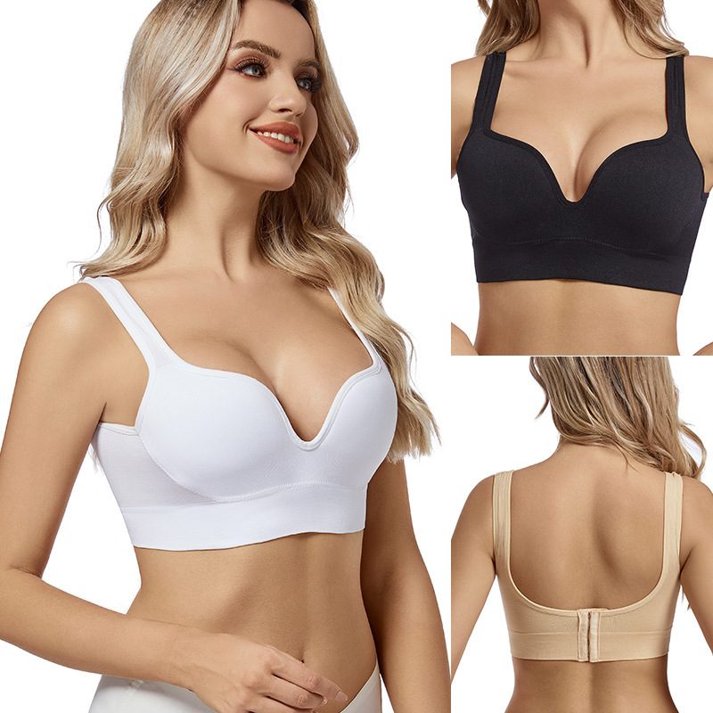 Back Button Up Bra With Wide White Straps – SUIT