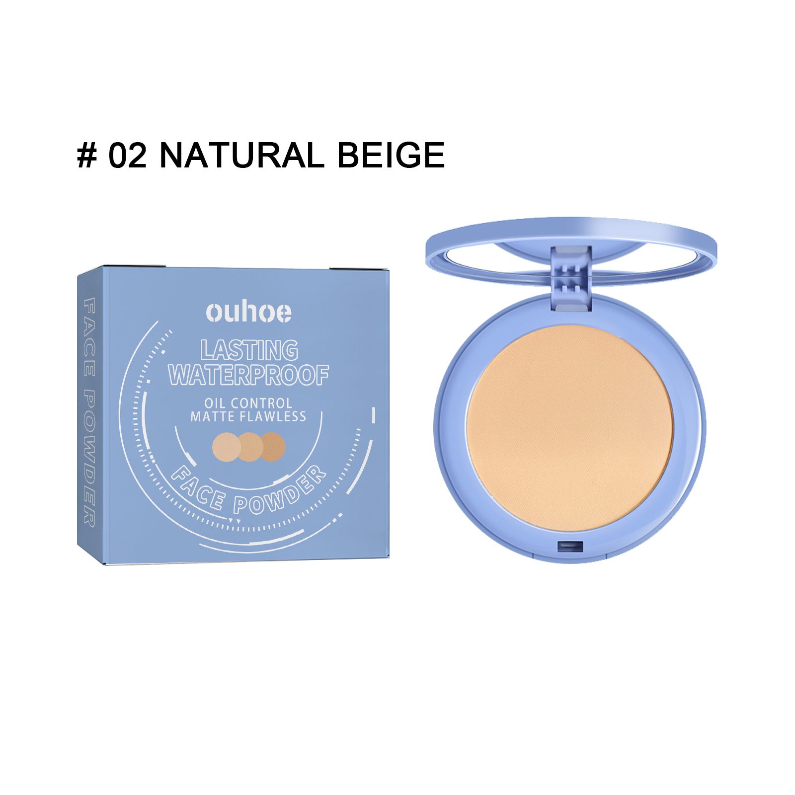 OUHOE Long-lasting Finishing Compact - Flawless, Long-wearing, Non-transferable, Easy To Touch-up, Natural, Lightweight, And Breathable Setting Powder – 02NATURAL BEIGE