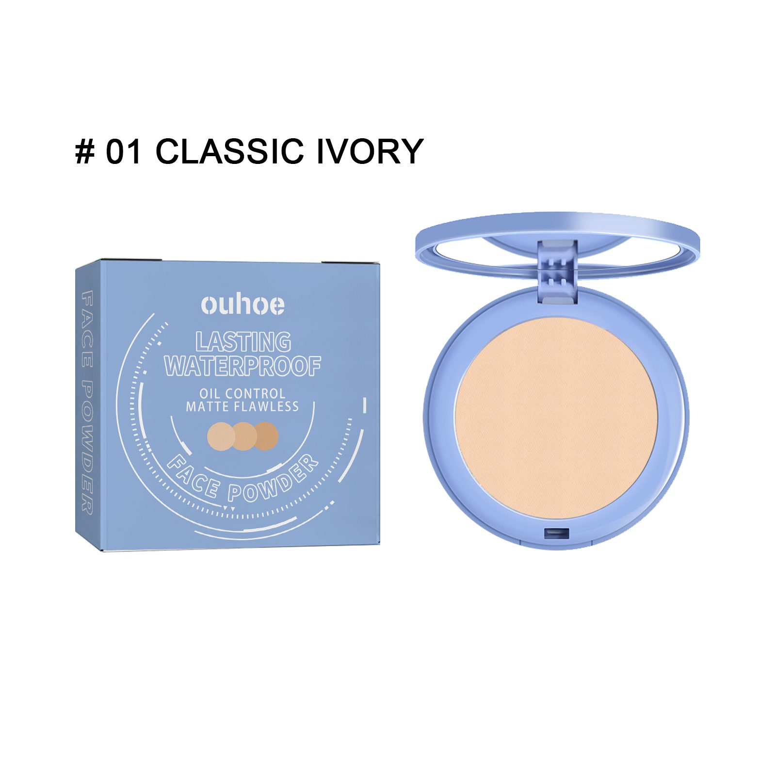 OUHOE Long-lasting Finishing Compact - Flawless, Long-wearing, Non-transferable, Easy To Touch-up, Natural, Lightweight, And Breathable Setting Powder – 01CLASSIC IVORY