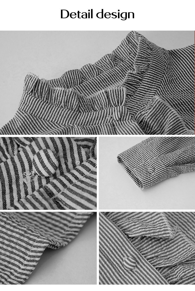 Striped Long Sleeve Shirt Fashion Ruffle Design Button Up Tops Casual Office Blouse Elegant Commuting Women's Clothing – view 10