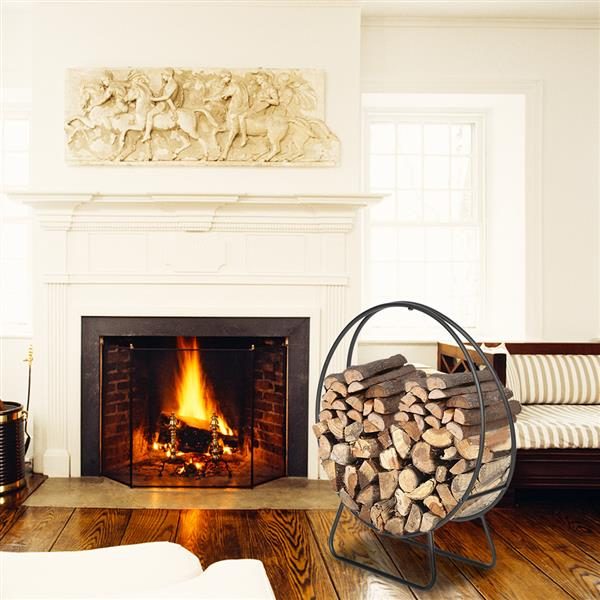 24 Inch Round Indoor Outdoor Wrought Iron Fireplace Wood Stand – view 3