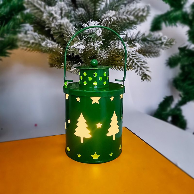 Christmas Candle Lights LED Small Lanterns Wind Lights Electronic Candles Nordic Style Creative Holiday Decoration Decorations – Green 0068