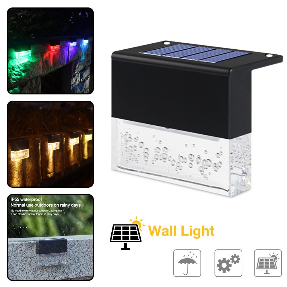 Waterproof New RGB LED Solar Light Step Fence Light – Black