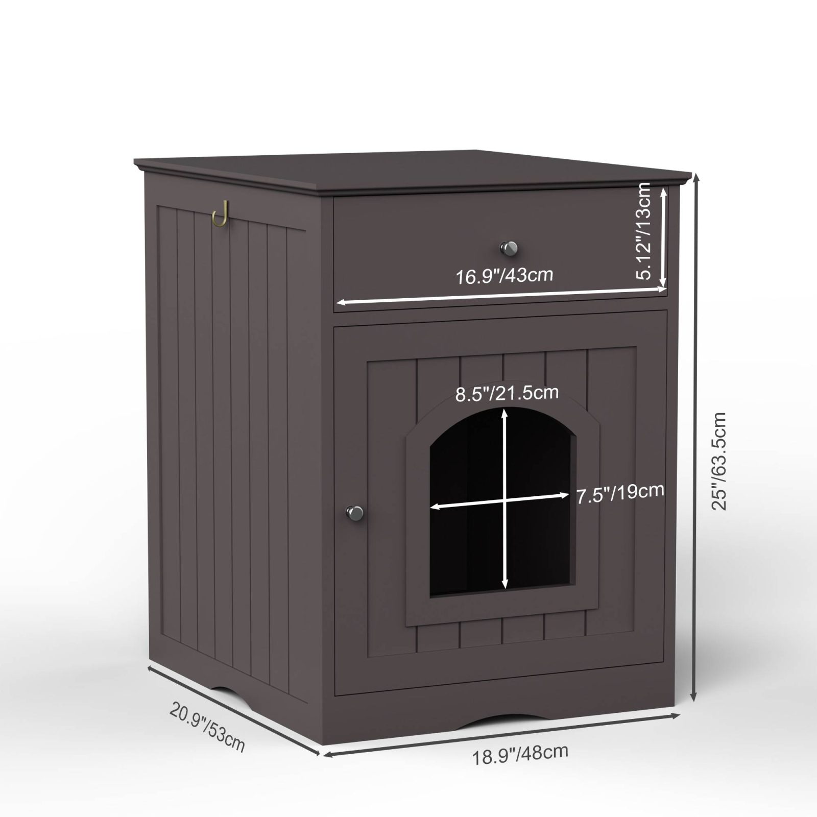 Wooden Pet House Cat Litter Box Enclosure With Drawer, Side Table Indoor Pet Crate – view 9
