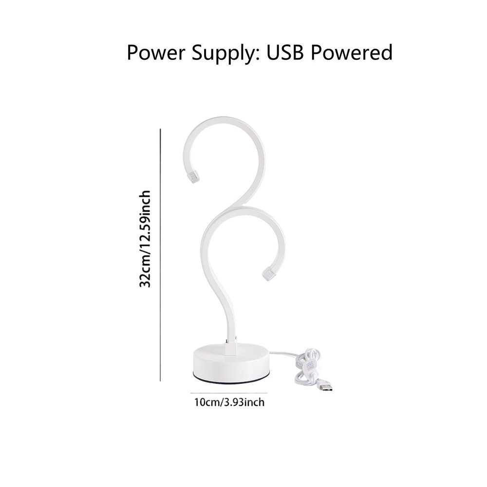 Creative Double Question Mark Elegant White Desktop Lamp, USB Power Supply - Three Color Lighting, Suitable For Bedroom – White
