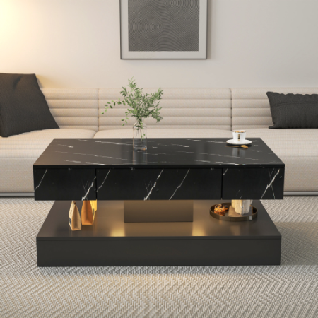 6.93IN High LED Coffee Table,Modern Coffee Table For Living Room,Living Room Tables,Large Living Room Furniture,LED Lights – view 3