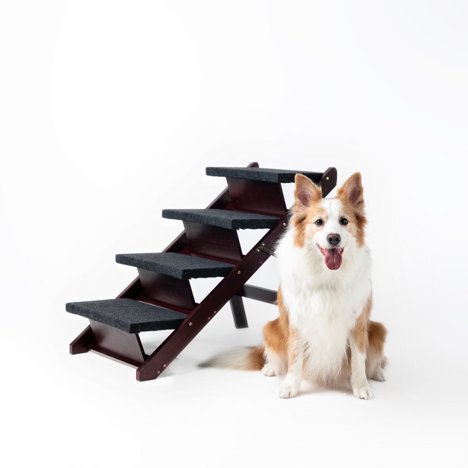 Wooden Dog Stairs Steps - Foldable 4 Levels Pet Stairs & Ramp Perfect For Beds And Cars - Portable Dog Cat Ladder Up To 110 Pounds – view 3
