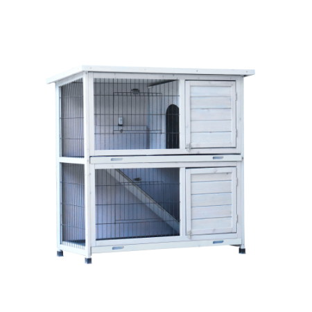 Rabbit Hutch Outdoor, 2-Story Rabbit Cage Indoor With Run, Bunny Cage With 2 Removable No-Leak Trays, Pet Cages With Non-Slip Ramp, Waterproof Roof, Fence, For Small Animals – view 7