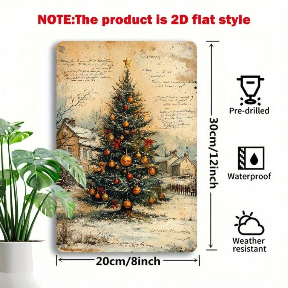 1pc Retro Tin Sign Christmas Tree 8x12, 8x12, Aluminum Metal Plaque Holiday Gift – view 6