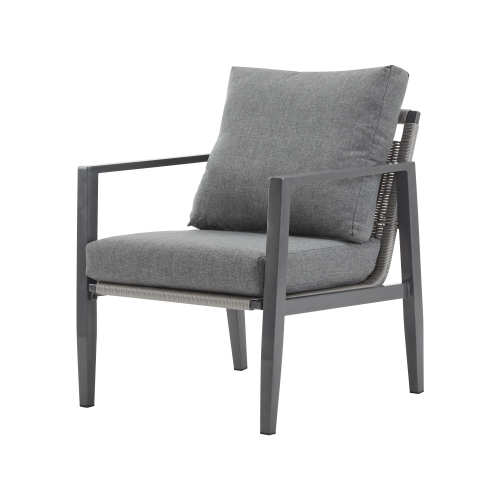 Gray Aluminum Lounge Chair With Sleek Rope Accents And Comfortable Cushions, Perfect For Modern Outdoor And Indoor Spaces – view 12