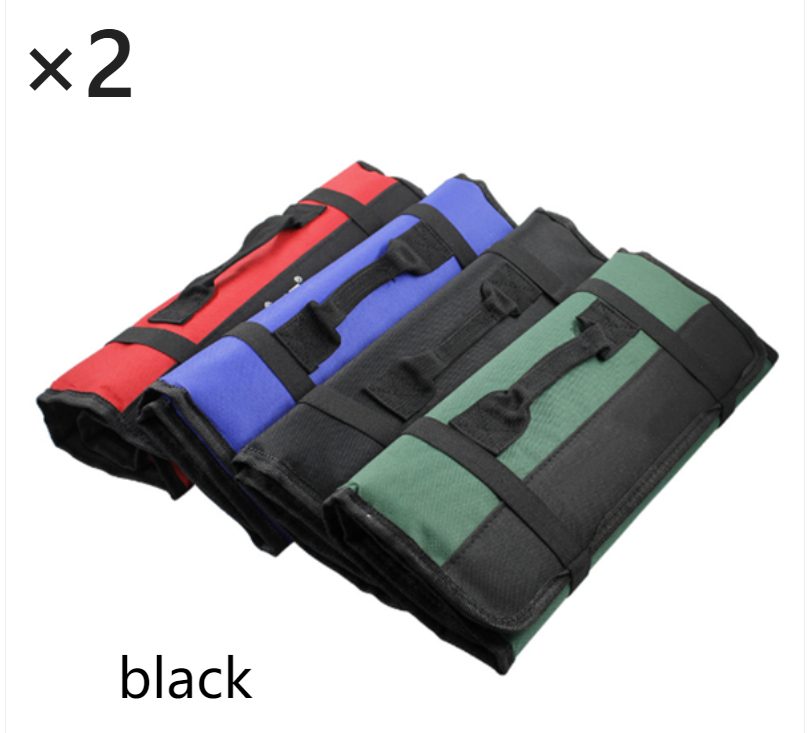 Portable Multifunctional Reel Type Hardware Tool Bag – Black 2pcs