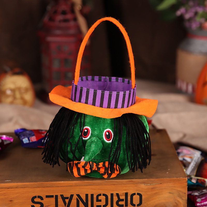 Cute Halloween Candy Bag Halloween Pumpkin Pattern Portable Handbag Cosplay Props Gift Basket Kids Gifts – Witch