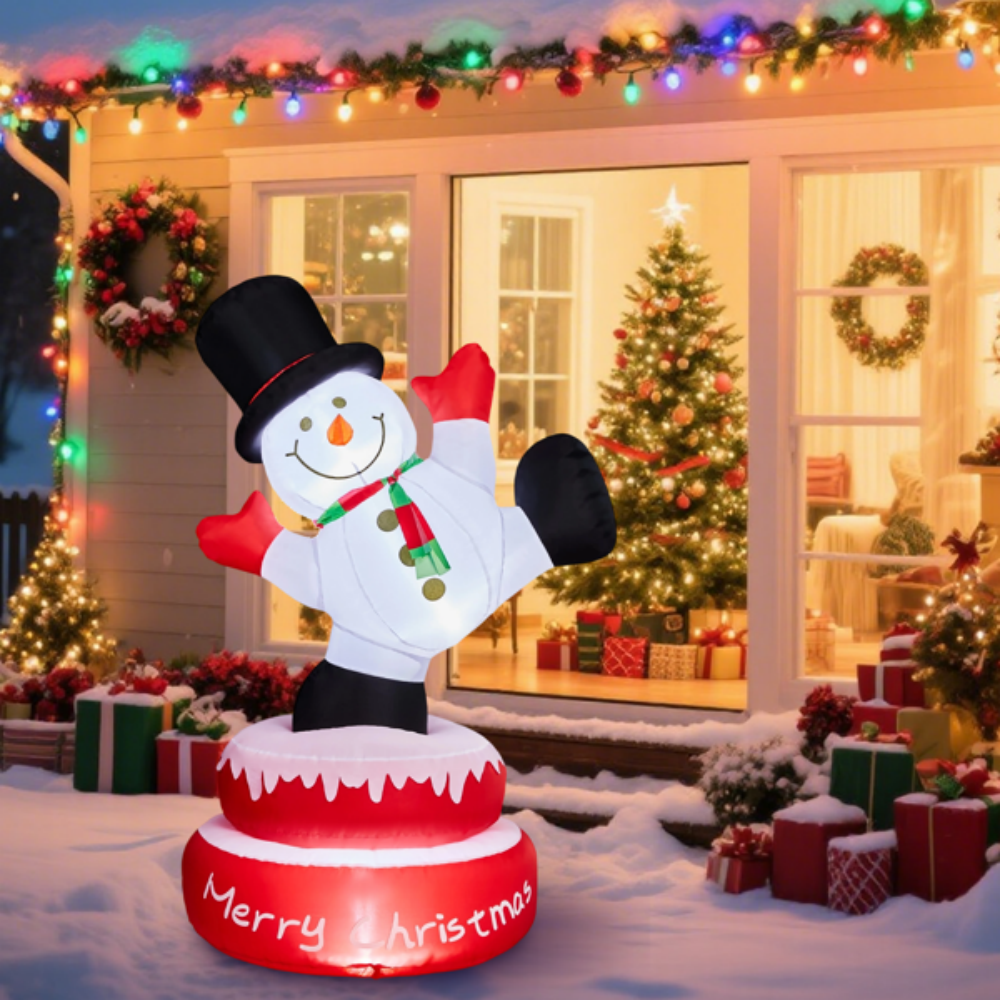 4.8 Ft Animated Christmas Inflatable Snowman With Rotating Motor And 3 LED Lights, Multicolor – view 6