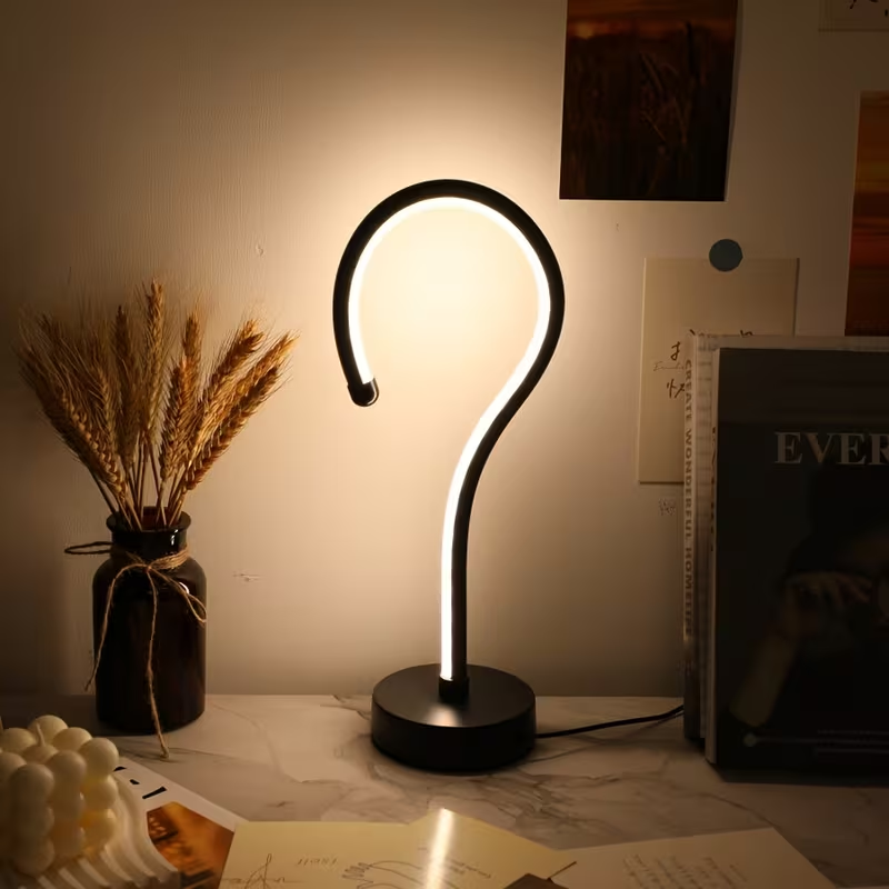 2PC Creative Question Mark Shape Table Lamp, USB Three-color Dimming Desktop Decoration Table Lamp – view 8