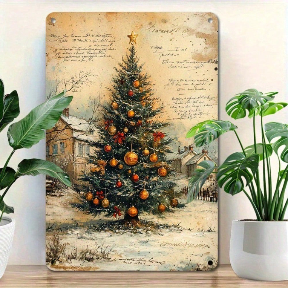 1pc Retro Tin Sign Christmas Tree 8x12, 8x12, Aluminum Metal Plaque Holiday Gift – view 8