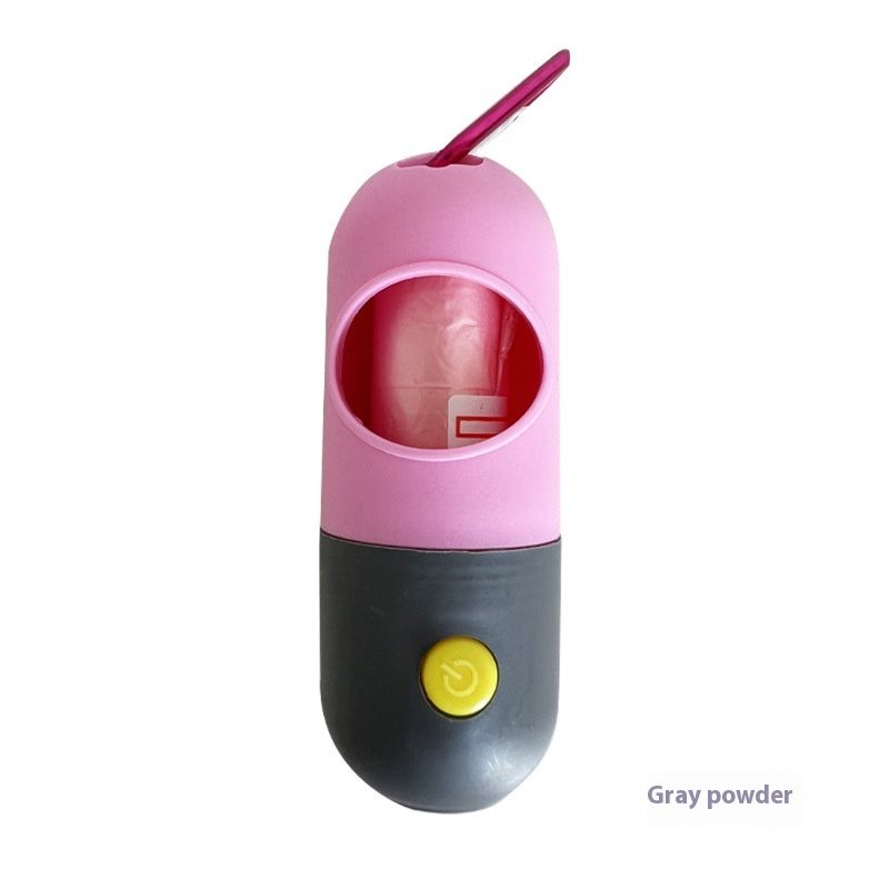 Led Light Pet Waste Bag Dispenser For Dogs Cats Dog Poop Scooper Bags Waste Bags Holder Dispensers Pet Clean Accessories – Pink Gray