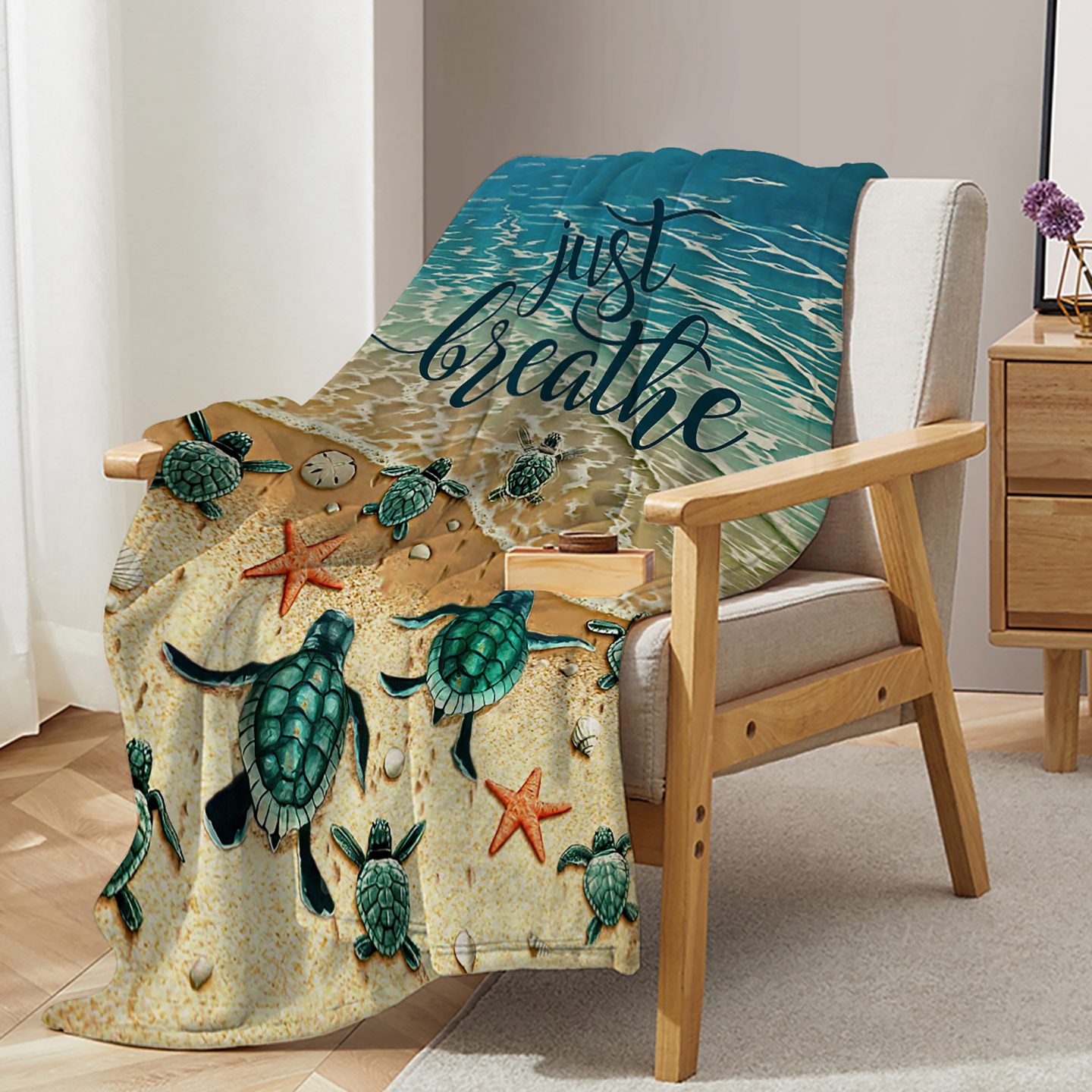 Tropical Baby Sea Turtle Flannel Fleece Blanket 3D Ocean Waves Flannel Soft Plush Throw Blanket Cozy Blankets For Bed Chair Car Sofa Couch Bedroom 150x200cm Temu Can Only Be Self-picked Up – view 6