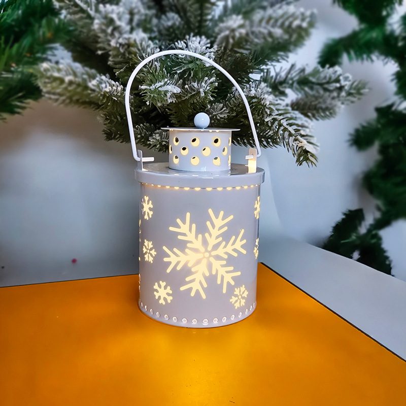 Christmas Candle Lights LED Small Lanterns Wind Lights Electronic Candles Nordic Style Creative Holiday Decoration Decorations – White 0067