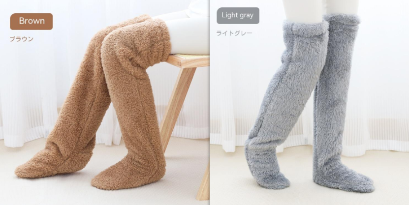 Over Knee High Fuzzy Long Socks Winter Warm Cold Leg Knee Joint Cold-proof Stockings Home Floor Sleeping Socks – Set3