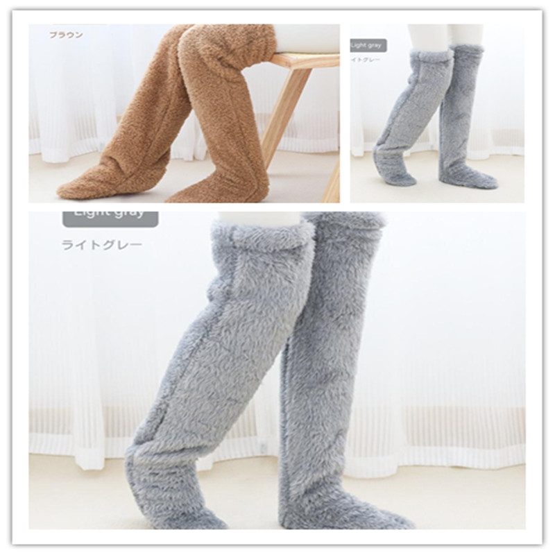 Over Knee High Fuzzy Long Socks Winter Warm Cold Leg Knee Joint Cold-proof Stockings Home Floor Sleeping Socks – Set11