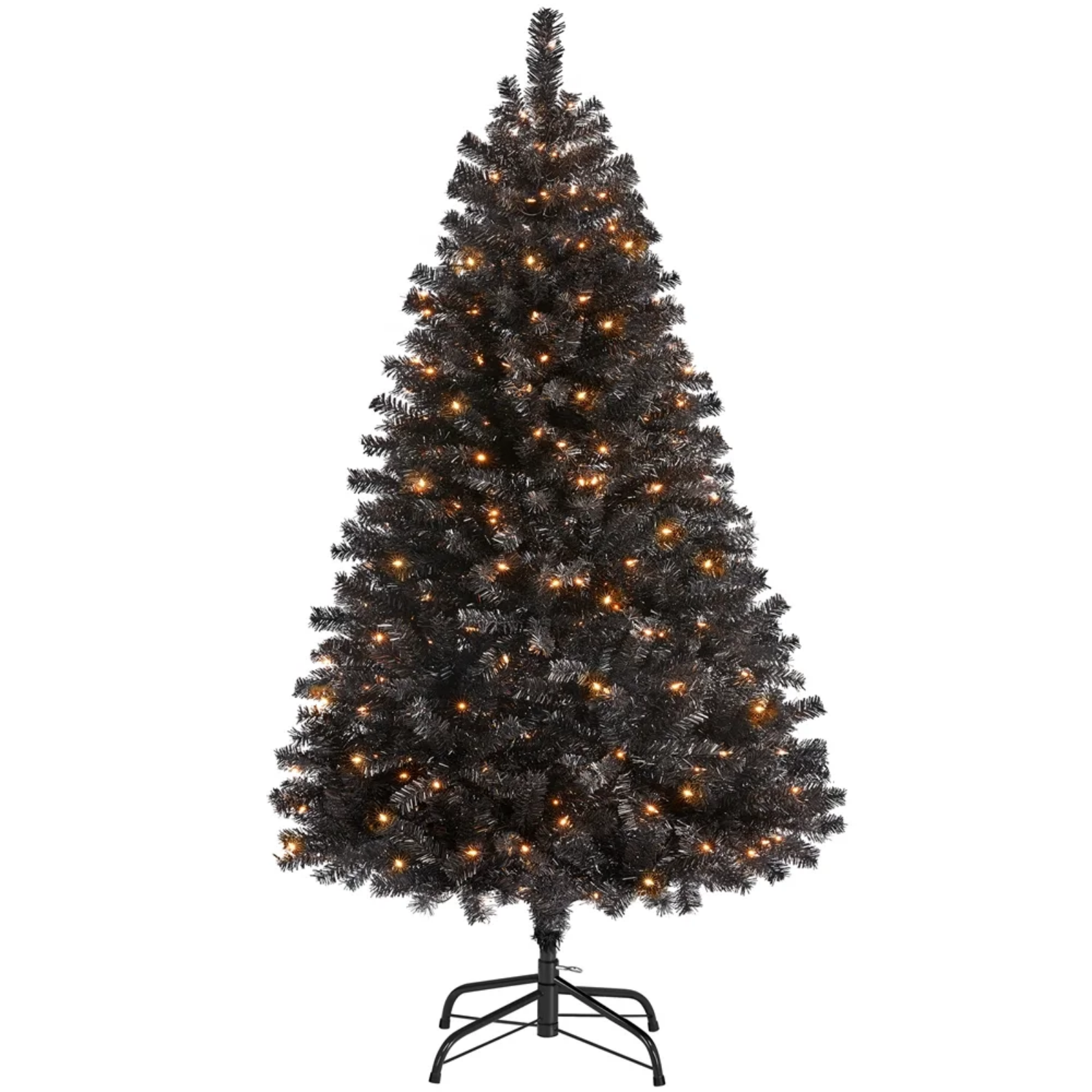 4.5 FT Pre Lit Fir Christmas Tree With Incandescent Warm Lights, Black – view 6