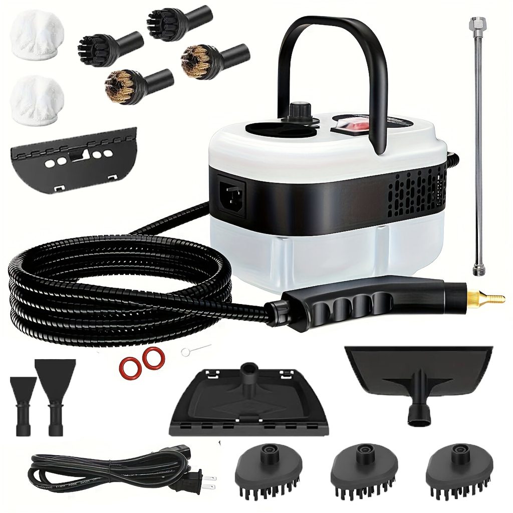 Handheld Steam Cleaner, Steamer For Cleaning, 2500W Pressurized Steam Cleaner With 1.2L Water Tank And 12 Attachments, Portable Steamer Cleaner For Home Car Kitchen Bathroom Furniture Tile Grout – White