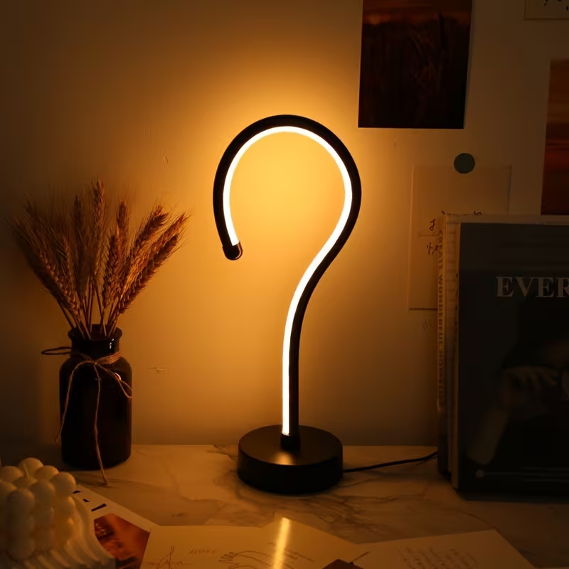 2PC Creative Question Mark Shape Table Lamp, USB Three-color Dimming Desktop Decoration Table Lamp – view 7