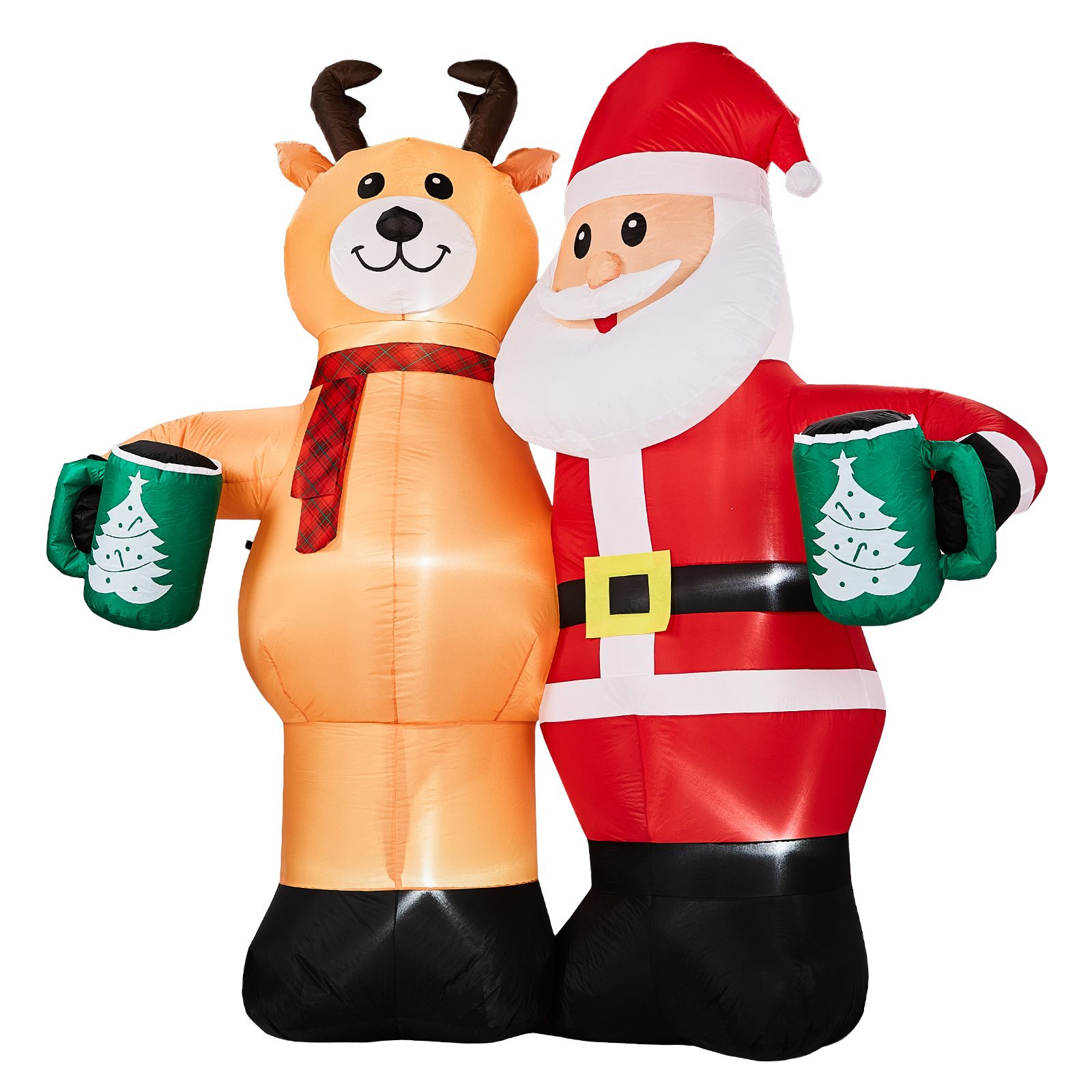Santa Claus Hugging Reindeer Inflatable, 6.8 Ft, 190D Polyester Christmas Yard Decor With 6 LED Lights, US Plug 12V 18W – view 10