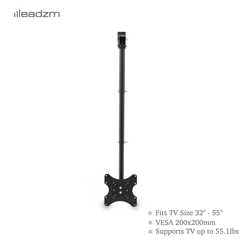 TV Ceiling Bracket, Length Adjustable 360 Degree Rotation, Up And Down 5-15 Degrees, Load Capacity 25kg – Black