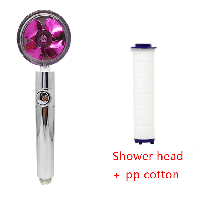 Shower Head Water Saving Flow 360 Degrees Rotating With Small Fan ABS Rain High Pressure Spray Nozzle Bathroom Accessories – Set1